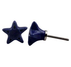 Navy Blue Star Ceramic Knob